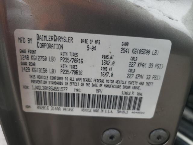 1J4GL38K85W551577 - 2005 JEEP LIBERTY RENEGADE 金色 照片 12