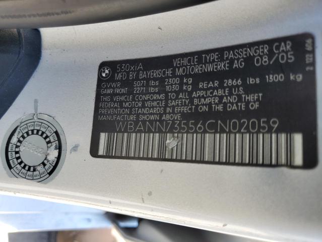 WBANN73556CN02059 - 2006 BMW 530 XIT SILVER photo 12