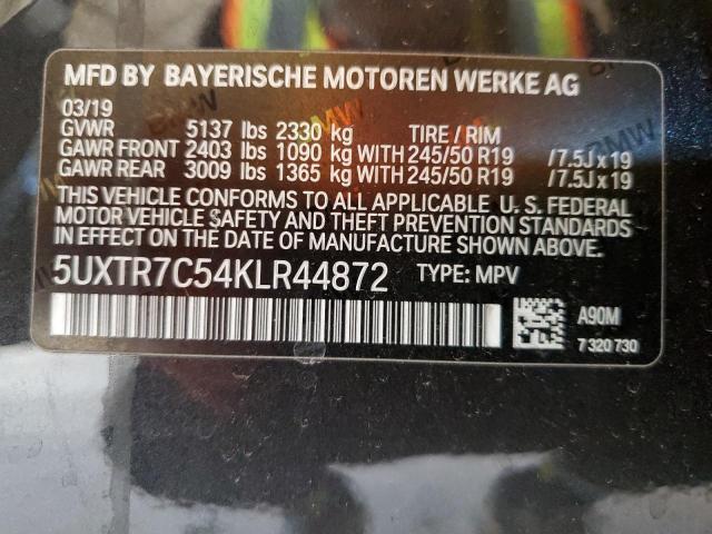 5UXTR7C54KLR44872 - 2019 BMW X3 SDRIVE30I CHARCOAL photo 12