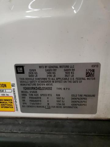 1GKKVRKD4DJ204092 - 2013 GMC ACADIA SLT-1 WHITE photo 13