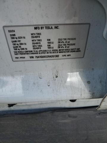 7SAYGDEE2RA261302 - 2024 TESLA MODEL Y 白色 照片 13