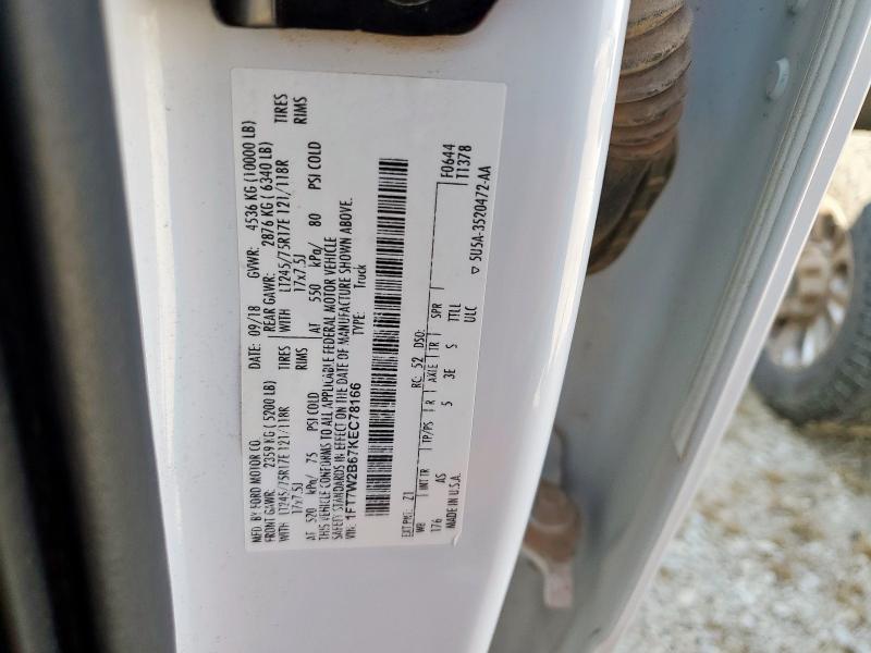 1FT7W2B67KEC78166 - 2019 FORD F250 SUPER DUTY Biały zdjęcie 12