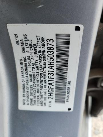 2HGFA1F31AH503873 - 2010 HONDA CIVIC VP GRAY photo 12