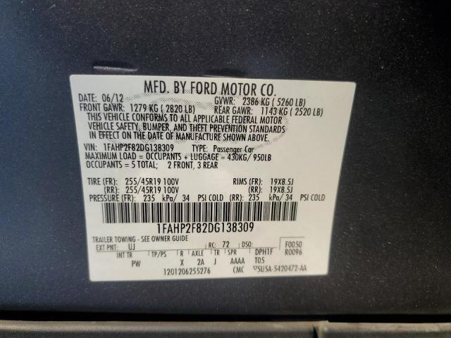 1FAHP2F82DG138309 - 2013 FORD TAURUS LIMITED GRAY photo 12