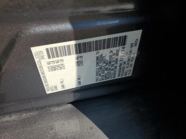 1N4AA6AV9KC378274 - 2019 NISSAN MAXIMA S GRAY photo 12