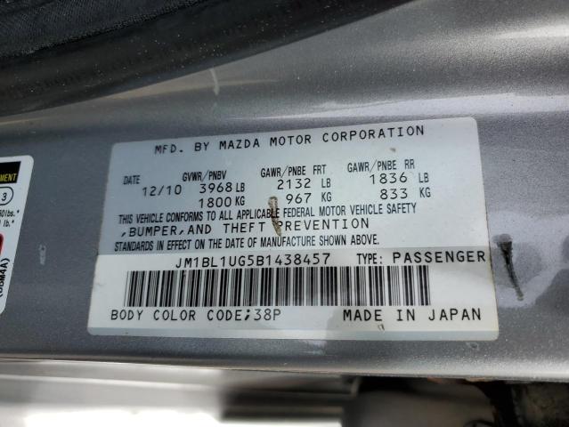 JM1BL1UG5B1438457 - 2011 MAZDA 3 I GRAY photo 12