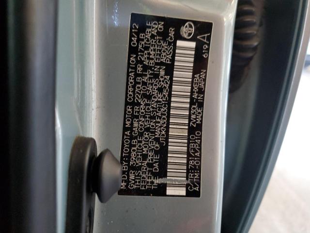 JTDKN3DU3C1545424 - 2012 TOYOTA PRIUS TURQUOISE photo 12