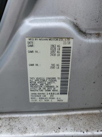 1N4BL4DV4KC148818 - 2019 NISSAN ALTIMA SV SILVER photo 13