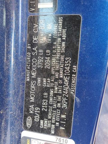 3KPF24AD4KE104353 - 2019 KIA FORTE FE 蓝色 照片 13