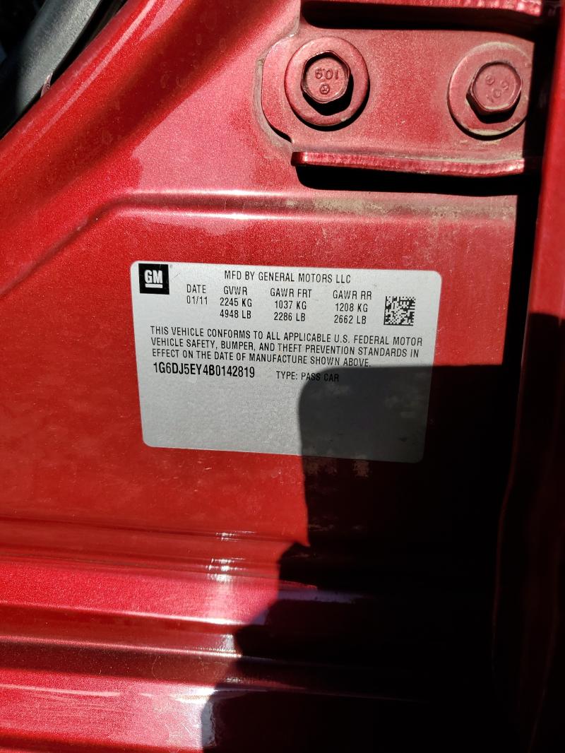 1G6DJ5EY4B0142819 - 2011 CADILLAC CTS PERFORMANCE COLLECTION Красный фото 12