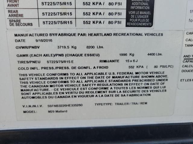 5SFNB3226HE335260 - 2017 HEARTLAND MALLARD M3 Ağ foto 10