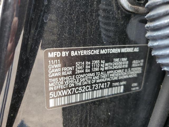5UXWX7C52CL737417 - 2012 BMW X3 XDRIVE35I BLACK photo 13
