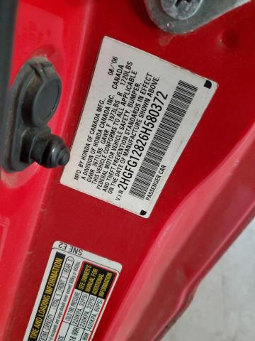 2HGFG12826H580372 - 2006 HONDA CIVIC EX RED photo 13