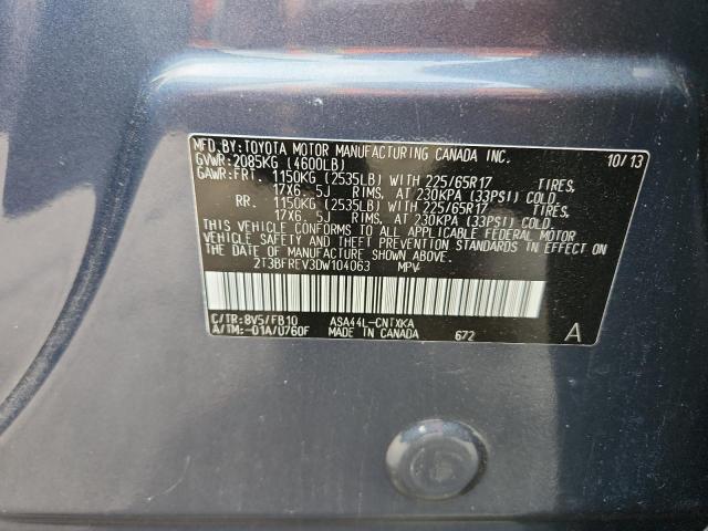 2T3BFREV3DW104063 - 2013 TOYOTA RAV4 LE BLUE photo 13