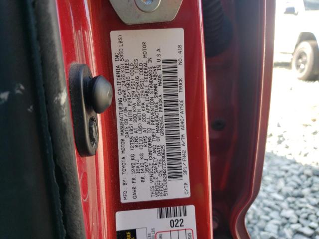 5TEJU62N27Z330625 - 2007 TOYOTA TACOMA DOUBLE CAB PRERUNNER BURGUNDY photo 12