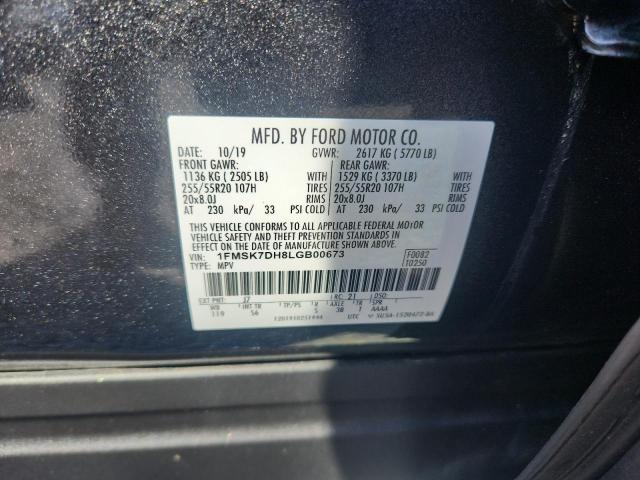 1FMSK7DH8LGB00673 - 2020 FORD EXPLORER XLT 石墨色 照片 13