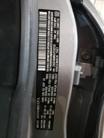 ZASFAKNN2J7C02720 - 2018 ALFA ROMEO STELVIO TI SPORT GRAY photo 13