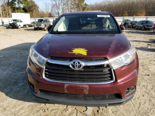 5TDZARFH6GS019519 - 2016 TOYOTA HIGHLANDER LE BURGUNDY photo 5