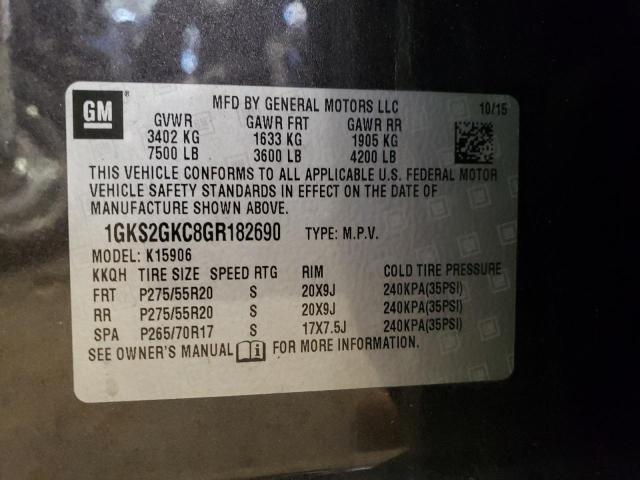 1GKS2GKC8GR182690 - 2016 GMC YUKON XL K1500 SLT CHARCOAL photo 13