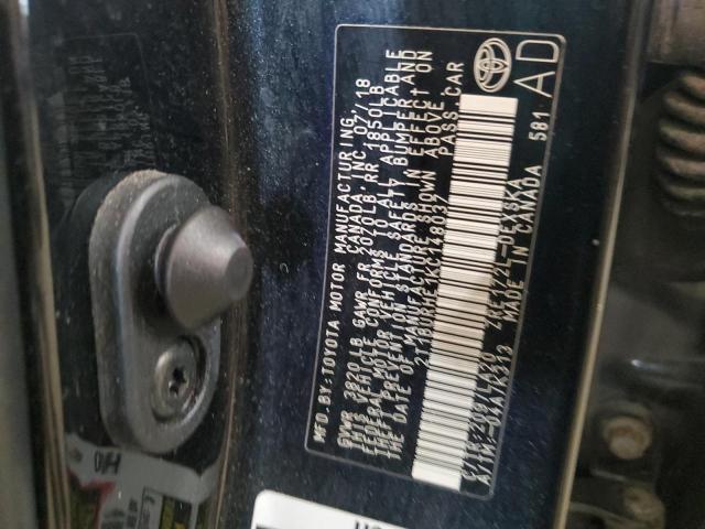 2T1BURHE1KC148037 - 2019 TOYOTA COROLLA L BLACK photo 13