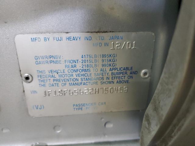 JF1SF65622H750453 - 2002 SUBARU FORESTER S 银色 照片 12