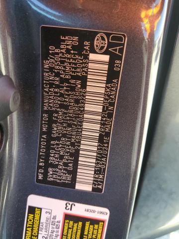 2T1BU4EE0AC493226 - 2010 TOYOTA COROLLA BASE 灰色 照片 12