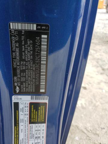 WMWSU3C52CT257604 - 2012 MINI COOPER BLUE photo 12