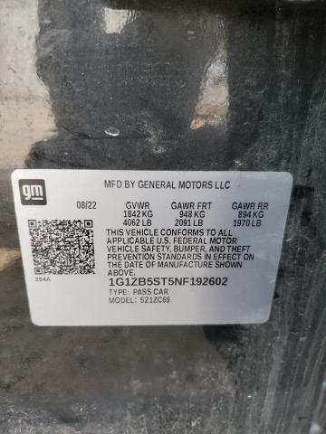 1G1ZB5ST5NF192602 - 2022 CHEVROLET MALIBU LS Qara foto 12