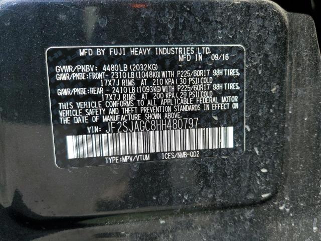 JF2SJAGC8HH480797 - 2017 SUBARU FORESTER 2.5I PREMIUM 灰色 照片 12