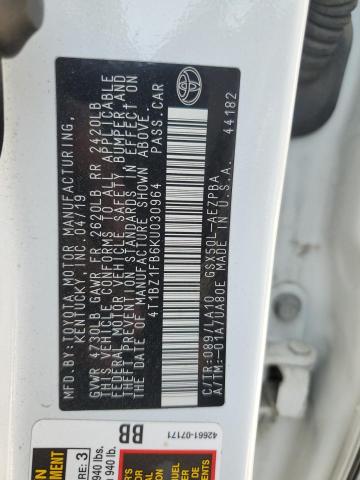 4T1BZ1FB6KU030964 - 2019 TOYOTA AVALON XLE Blanc photo 12