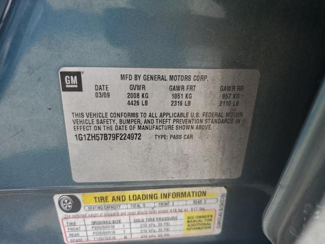 1G1ZH57B79F224972 - 2009 CHEVROLET MALIBU 1LT BLUE photo 12