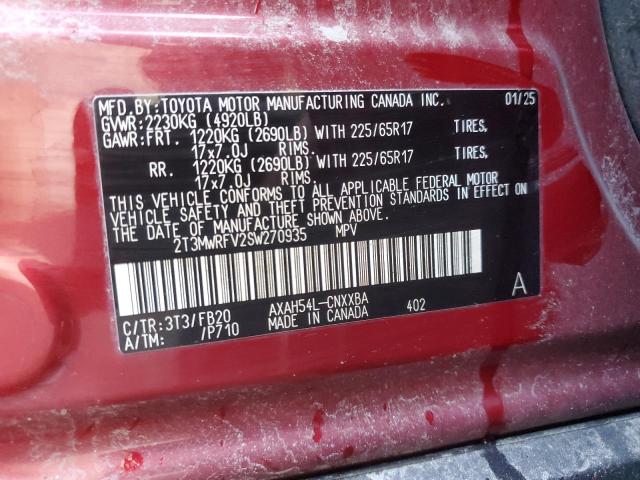 2T3MWRFV2SW270935 - 2025 TOYOTA RAV4 LE RED photo 14