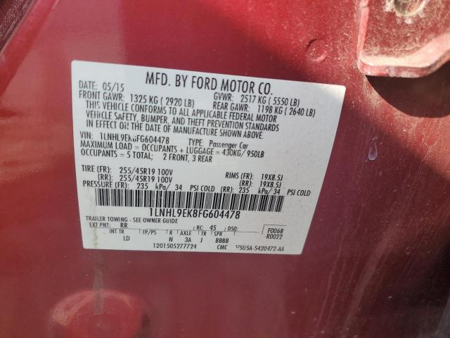 1LNHL9EK8FG604478 - 2015 LINCOLN MKS MAROON photo 12