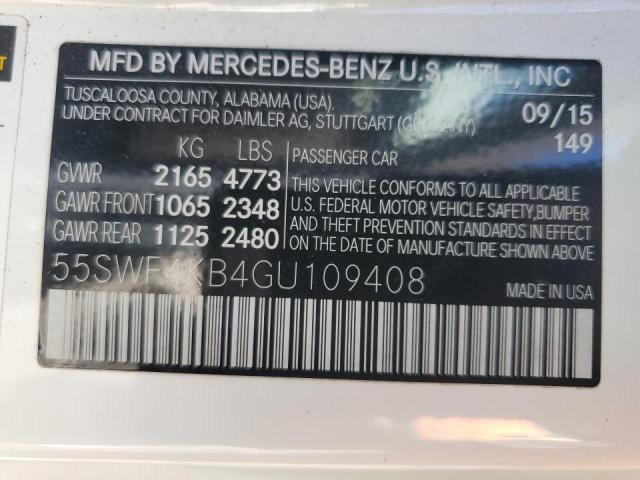 55SWF4KB4GU109408 - 2016 MERCEDES-BENZ C 300 4MATIC WHITE photo 12