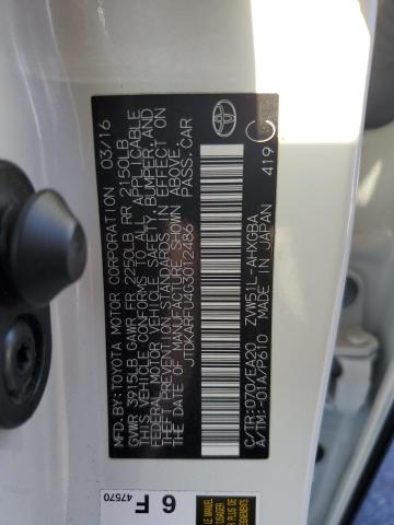 JTDKARFU4G3012486 - 2016 TOYOTA PRIUS თეთრი ფოტო 12