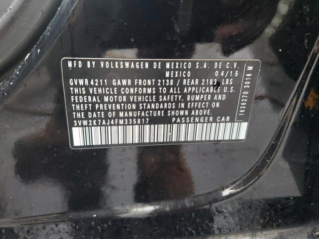 3VW2K7AJ4FM335817 - 2015 VOLKSWAGEN JETTA BASE Սև լուսանկար 12
