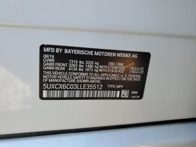 5UXCX6C03LLE35512 - 2020 BMW X7 M50I WHITE photo 13