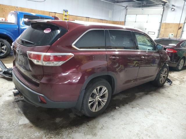 5TDJKRFH9ES053526 - 2014 TOYOTA HIGHLANDER XLE BURGUNDY photo 3
