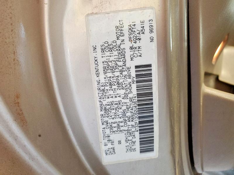 4T3ZF13C62U436741 - 2002 TOYOTA SIENNA LE GOLD photo 13