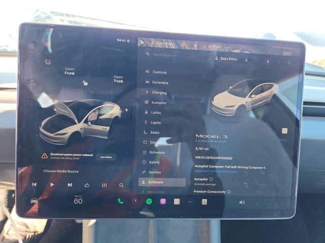 5YJ3E1EAXSF009282 - 2025 TESLA MODEL 3 WHITE photo 9