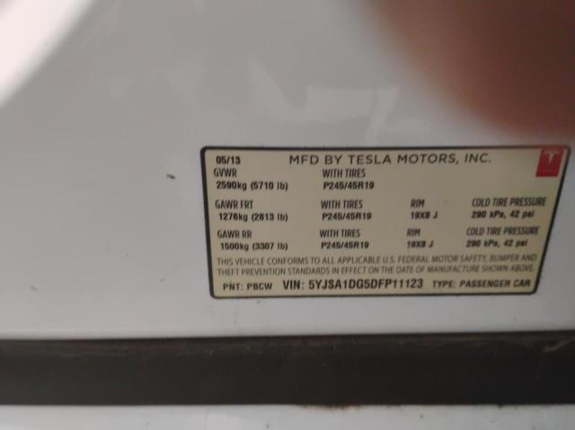 5YJSA1DG5DFP11123 - 2013 TESLA MODEL S 白色 照片 10
