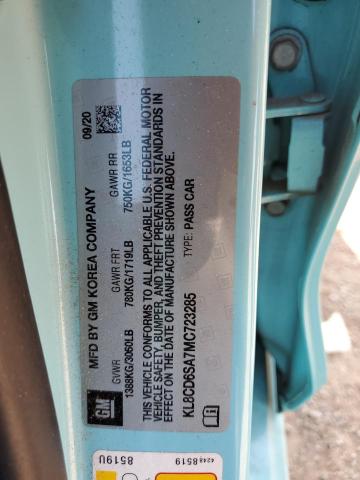 KL8CD6SA7MC723285 - 2021 CHEVROLET SPARK 1LT 青绿色 照片 13