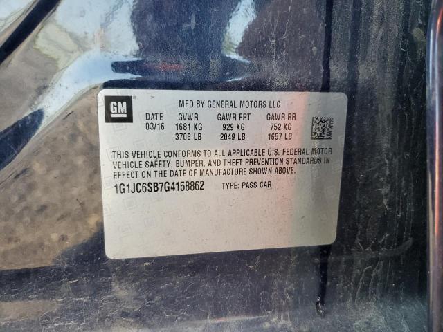 1G1JC6SB7G4158862 - 2016 CHEVROLET SONIC LT BLUE photo 12