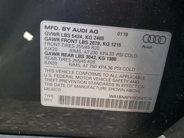 WA1BNAFY1K2047276 - 2019 AUDI Q5 PREMIUM PLUS GRAY photo 12