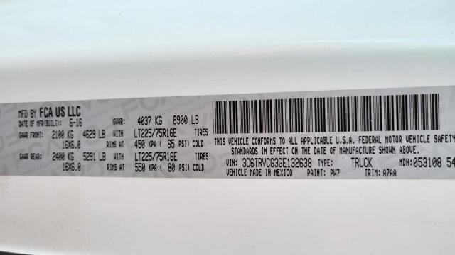 3C6TRVCG3GE132638 - 2016 RAM PROMASTER 2500 HIGH Սպիտակ լուսանկար 10