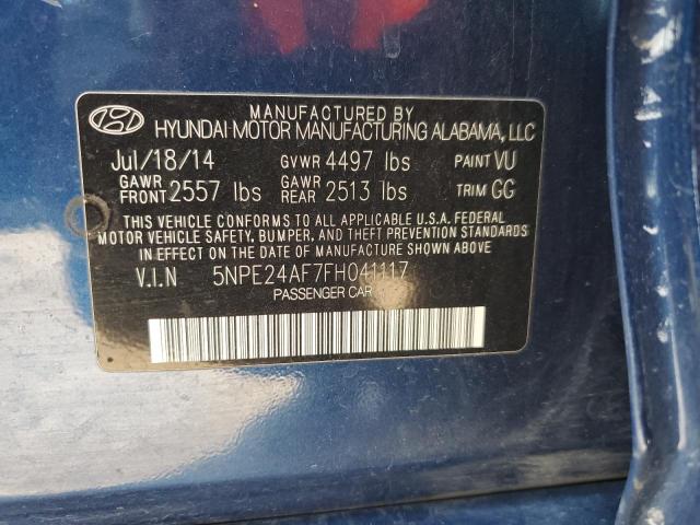 5NPE24AF7FH041117 - 2015 HYUNDAI SONATA SE BLUE photo 12