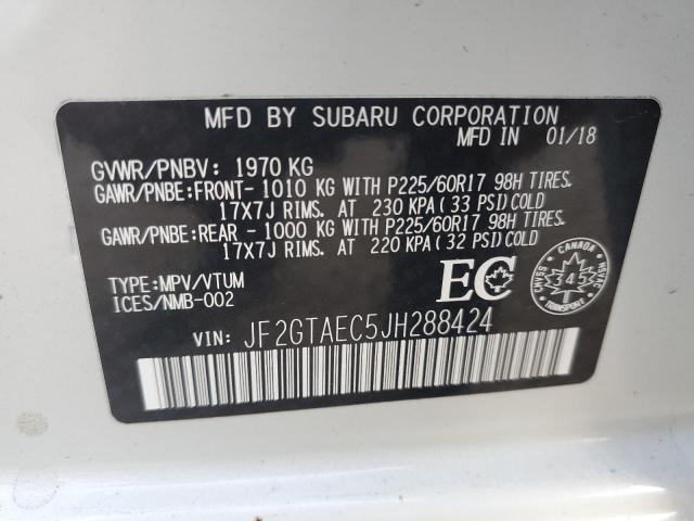 JF2GTAEC5JH288424 - 2018 SUBARU CROSSTREK PREMIUM თეთრი ფოტო 13