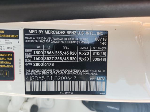 4JGDA5JB1JB200642 - 2018 MERCEDES-BENZ GLE 350 白色 照片 13