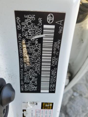 JTDKN3DU3A1005844 - 2010 TOYOTA PRIUS 白色 照片 13