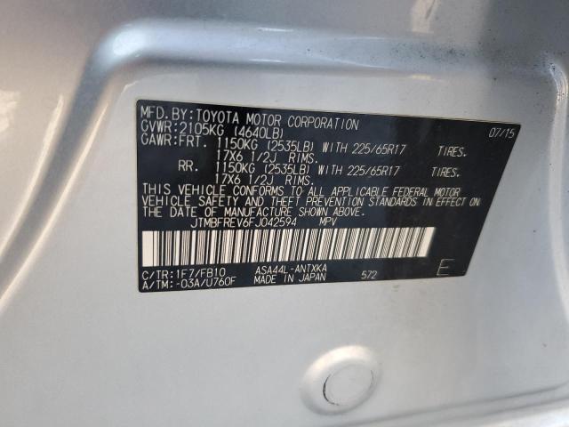 JTMBFREV6FJ042594 - 2015 TOYOTA RAV4 LE SILVER photo 14